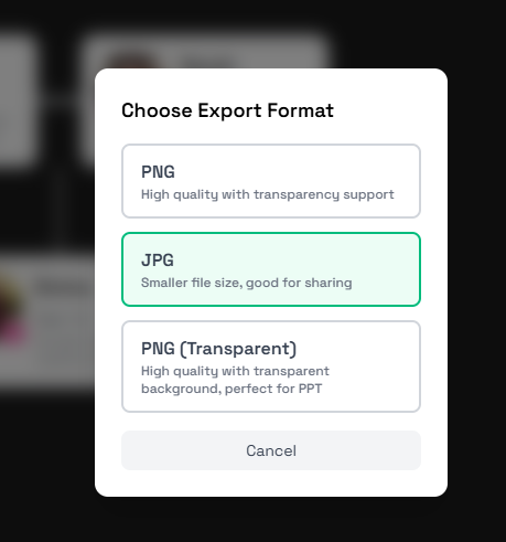 Export Options Menu